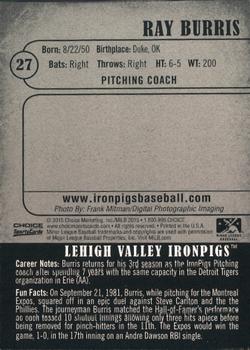 2015 Choice Lehigh Valley IronPigs #27 Ray Burris Back
