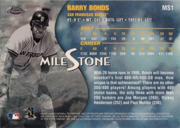 1998 Topps Chrome - Milestone #MS1 Barry Bonds Back