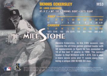 1998 Topps Chrome - Milestone #MS3 Dennis Eckersley Back