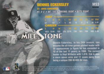 1998 Topps Chrome - Milestone Refractors #MS3 Dennis Eckersley Back