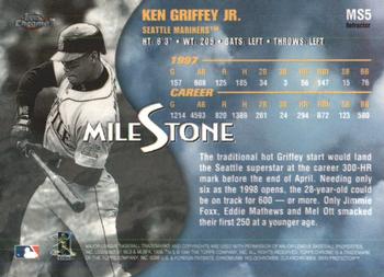 1998 Topps Chrome - Milestone Refractors #MS5 Ken Griffey Jr. Back