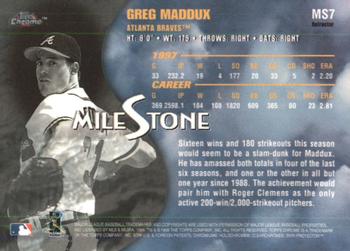 1998 Topps Chrome - Milestone Refractors #MS7 Greg Maddux Back