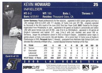2008 MultiAd Las Vegas 51s #6 Kevin Howard Back