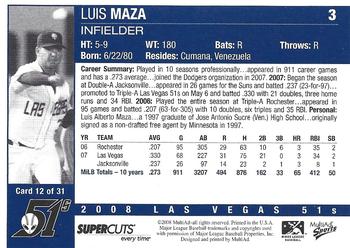 2008 MultiAd Las Vegas 51s #12 Luis Maza Back