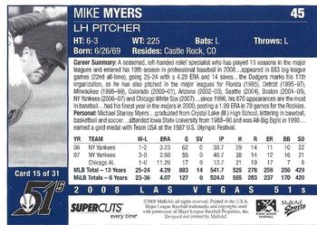 2008 MultiAd Las Vegas 51s #15 Mike Myers Back