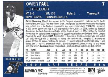 2008 MultiAd Las Vegas 51s #17 Xavier Paul Back