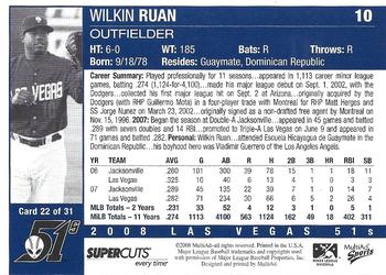 2008 MultiAd Las Vegas 51s #22 Wilkin Ruan Back