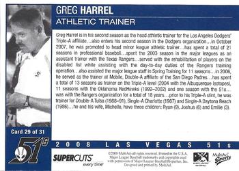 2008 MultiAd Las Vegas 51s #29 Greg Harrel Back
