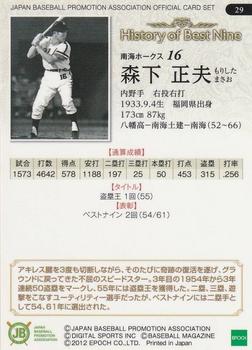 2012 JBPA History of Best Nine #29 Masao Morishita Back