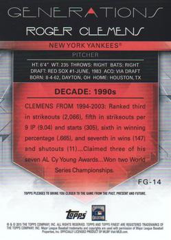 2015 Finest - Generations #FG-14 Roger Clemens Back