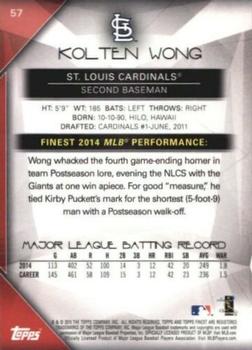 2015 Finest - Refractor #57 Kolten Wong Back