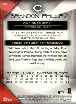 2015 Finest - Refractor #58 Brandon Phillips Back