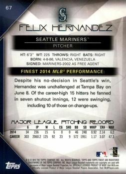 2015 Finest - Refractor #67 Felix Hernandez Back