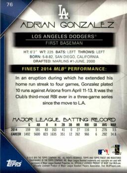 2015 Finest - Refractor #76 Adrian Gonzalez Back