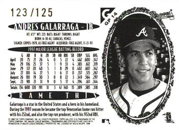 1998 Topps Gallery - Gallery Proofs #GP14 Andres Galarraga Back