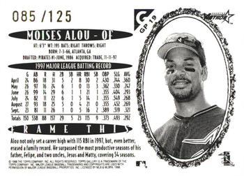1998 Topps Gallery - Gallery Proofs #GP19 Moises Alou Back