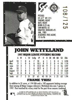 1998 Topps Gallery - Gallery Proofs #GP90 John Wetteland Back