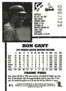 1998 Topps Gallery - Gallery Proofs #GP98 Ron Gant Back