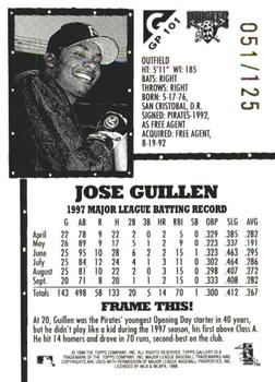 1998 Topps Gallery - Gallery Proofs #GP101 Jose Guillen Back