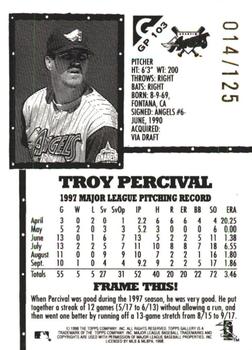 1998 Topps Gallery - Gallery Proofs #GP103 Troy Percival Back