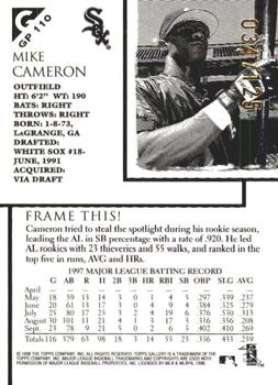 1998 Topps Gallery - Gallery Proofs #GP110 Mike Cameron Back