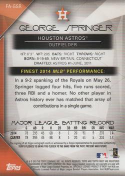 2015 Finest - Autographs #FA-GSR George Springer Back