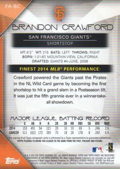 2015 Finest - Autographs Blue Refractor #FA-BC Brandon Crawford Back