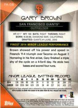 2015 Finest - Autographs Gold Refractor #FA-GB Gary Brown Back