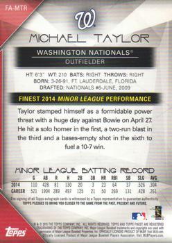 2015 Finest - Autographs Gold Refractor #FA-MTR Michael Taylor Back