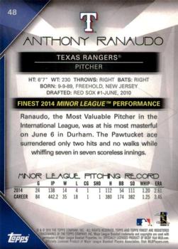 2015 Finest - Red Refractor #48 Anthony Ranaudo Back