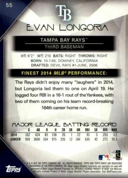 2015 Finest - Red Refractor #55 Evan Longoria Back