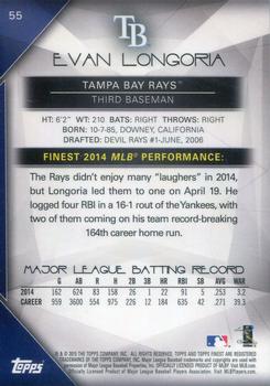 2015 Finest - Purple Refractor #55 Evan Longoria Back