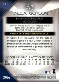 2015 Finest - Blue Refractor #40 Alex Gordon Back