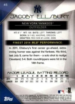 2015 Finest - Blue Refractor #45 Jacoby Ellsbury Back
