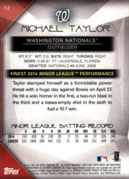 2015 Finest - Orange Refractor #12 Michael Taylor Back