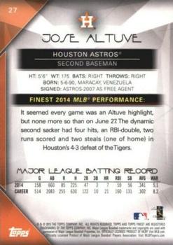 2015 Finest - Orange Refractor #27 Jose Altuve Back