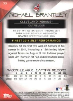 2015 Finest - Orange Refractor #33 Michael Brantley Back
