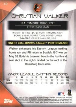 2015 Finest - Orange Refractor #49 Christian Walker Back