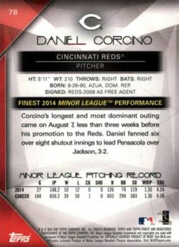 2015 Finest - Orange Refractor #78 Daniel Corcino Back