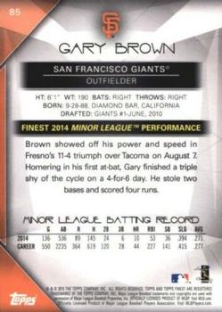 2015 Finest - Orange Refractor #85 Gary Brown Back