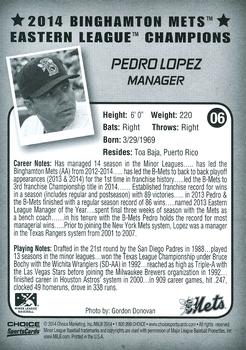 2014 Choice Binghamton Mets Eastern League Champions #6 Pedro Lopez Back