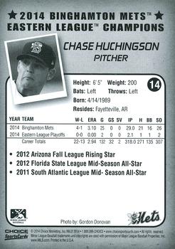 2014 Choice Binghamton Mets Eastern League Champions #14 Chase Huchingson Back