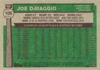 2015 Topps Archives - Silver #105 Joe DiMaggio Back