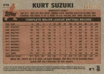 2015 Topps Archives - Silver #219 Kurt Suzuki Back