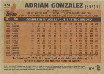 2015 Topps Archives - Silver #272 Adrian Gonzalez Back