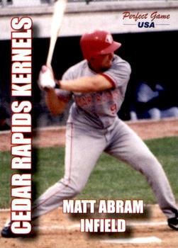 2004 Perfect Game Cedar Rapids Kernels #16 Matt Abram Front