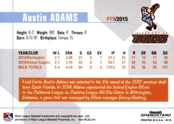 2015 Grandstand Inland Empire 66ers #NNO Austin Adams Back