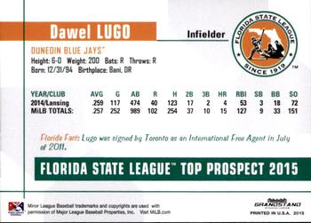 2015 Grandstand Florida State League Top Prospects #NNO Dawel Lugo Back