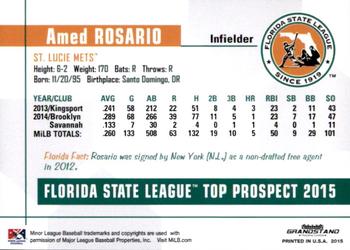 2015 Grandstand Florida State League Top Prospects #NNO Amed Rosario Back