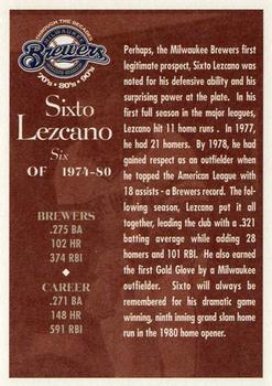 2000 Milwaukee Journal Sentinel Brewers All Decades Team 1970s #NNO Sixto Lezcano Back
